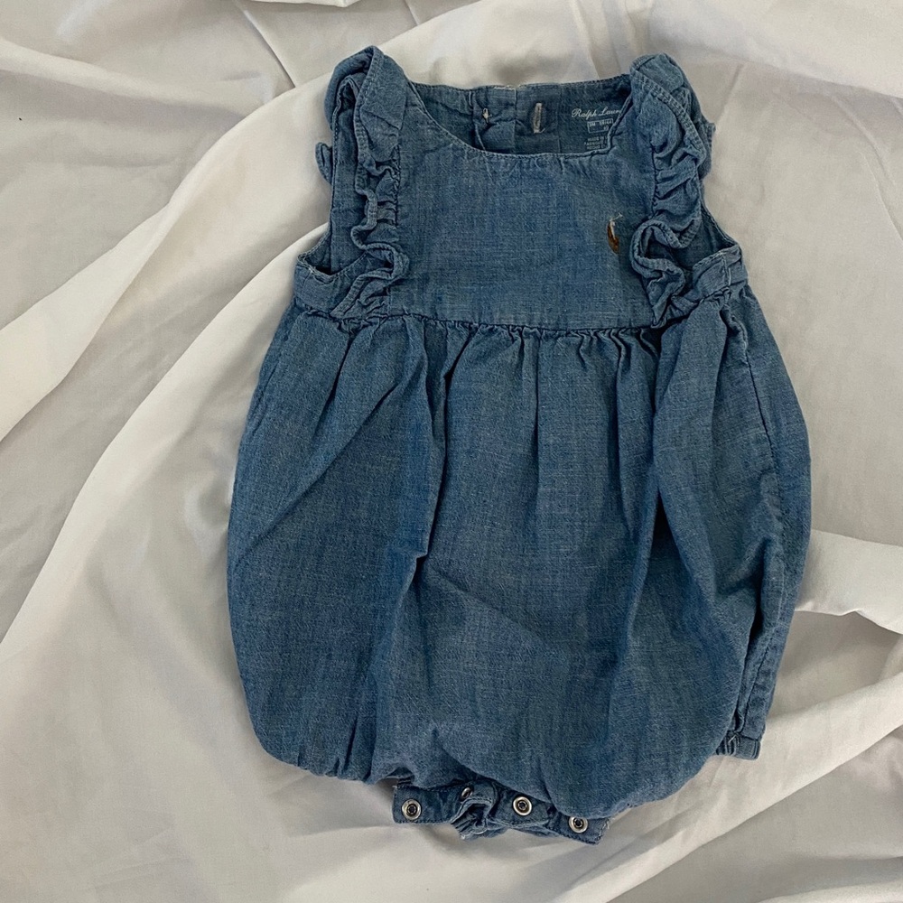 Ralph Lauren Chambray Baby Romper